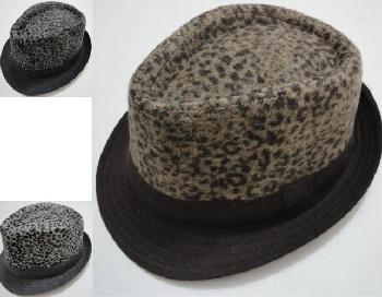 Fedora Hat-Classic Wool Like with Animal Print